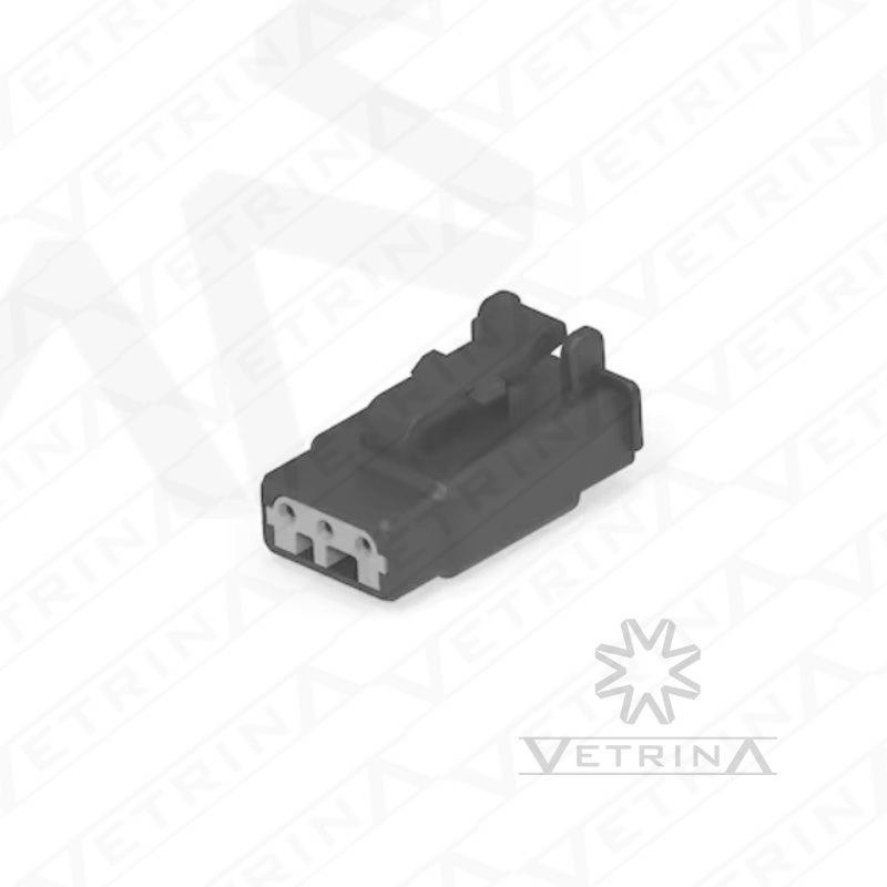Conector 3 vias preto e cinza