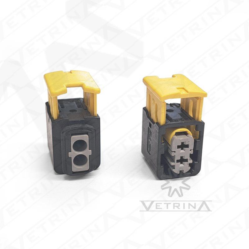 Conector MCP 2 vias preto com trava amarela