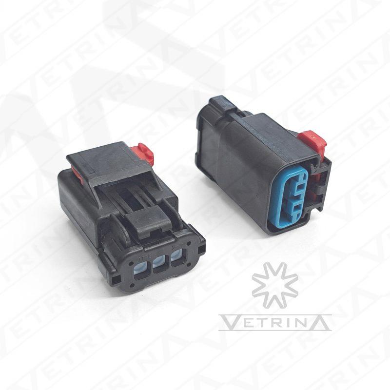 Conector APEX 3 vias preto com trava interna azul