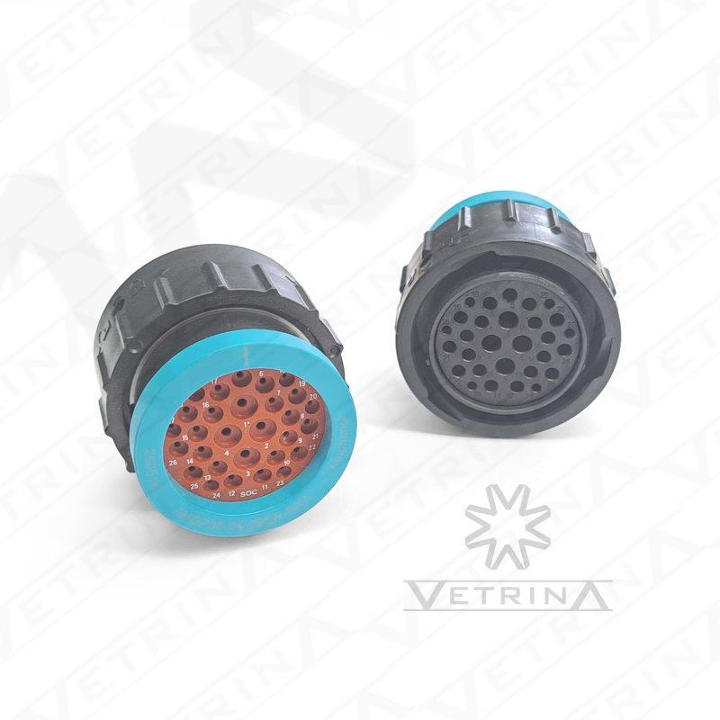 Conector AMPHENOL 29 vias com flange azul