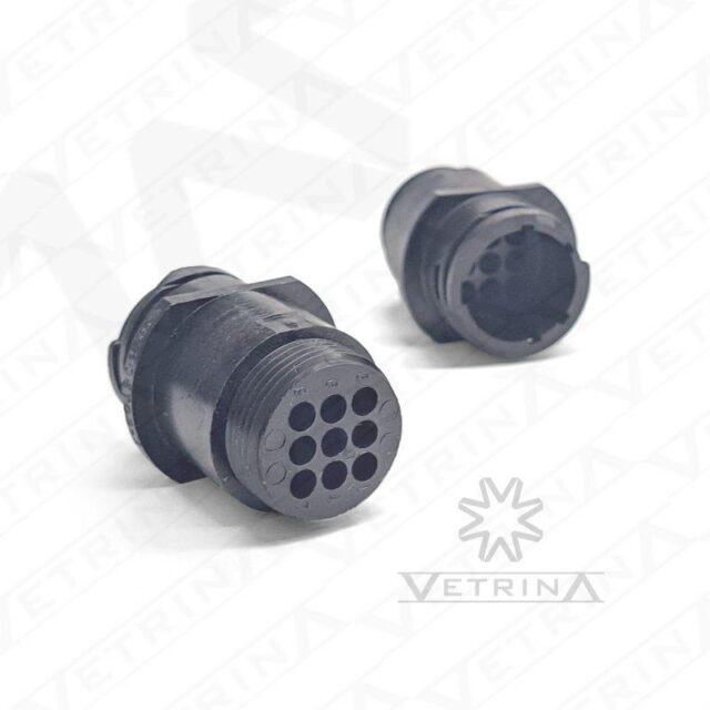 Conector CPC 9 vias preto com flange
