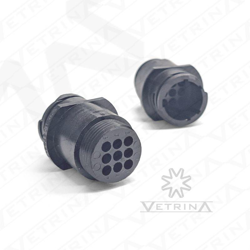 Conector CPC 9 vias preto com flange