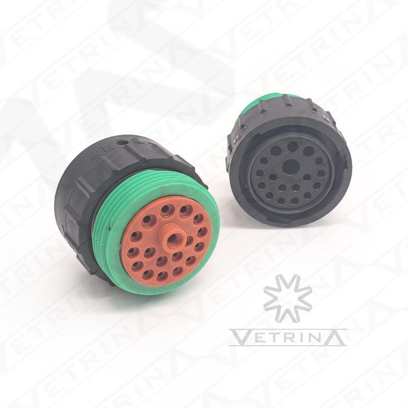 Conector AMPHENOL 18 vias verde com rosca