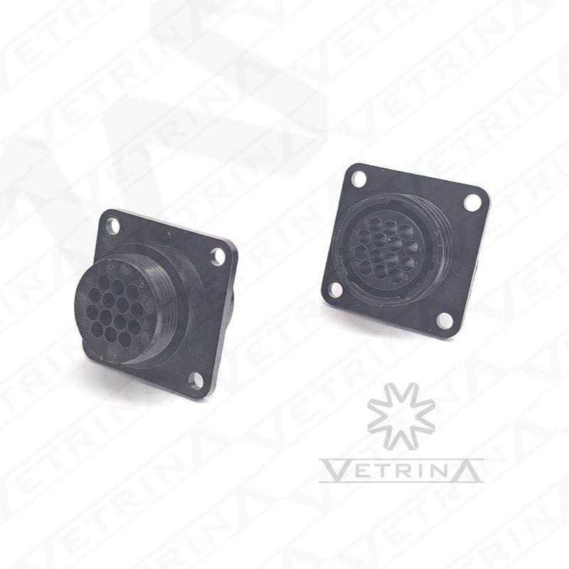 Conector CPC 14 vias preto com flange