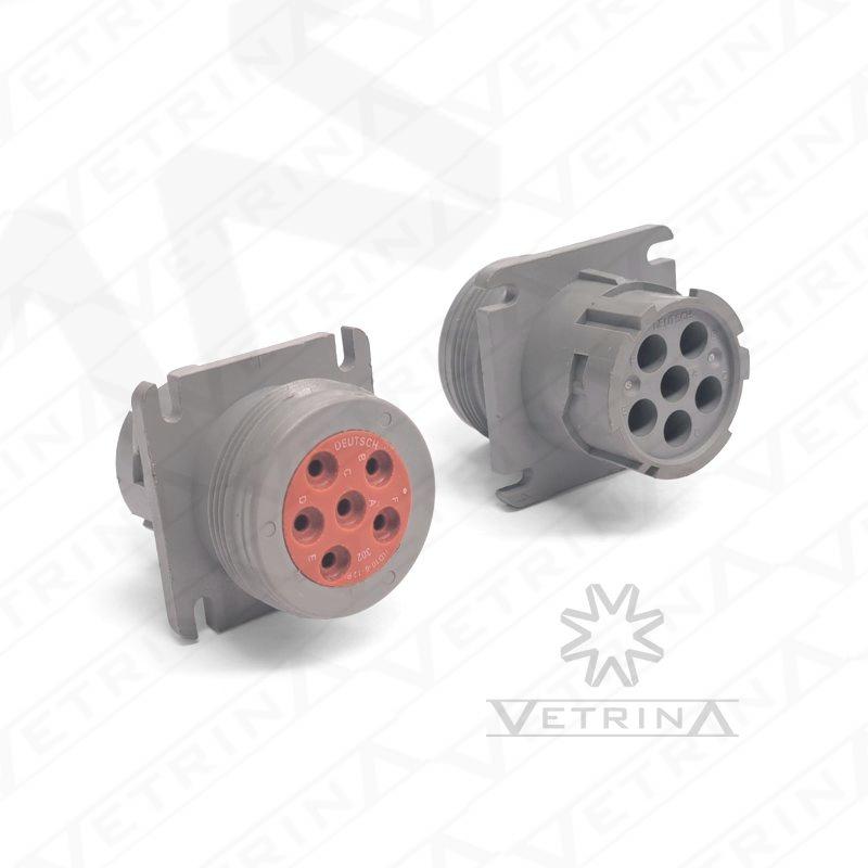 Conector DEUTSCH HD 6 vias cinza com flange
