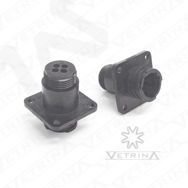 Conector CPC 4 vias preto com flange 4 furos