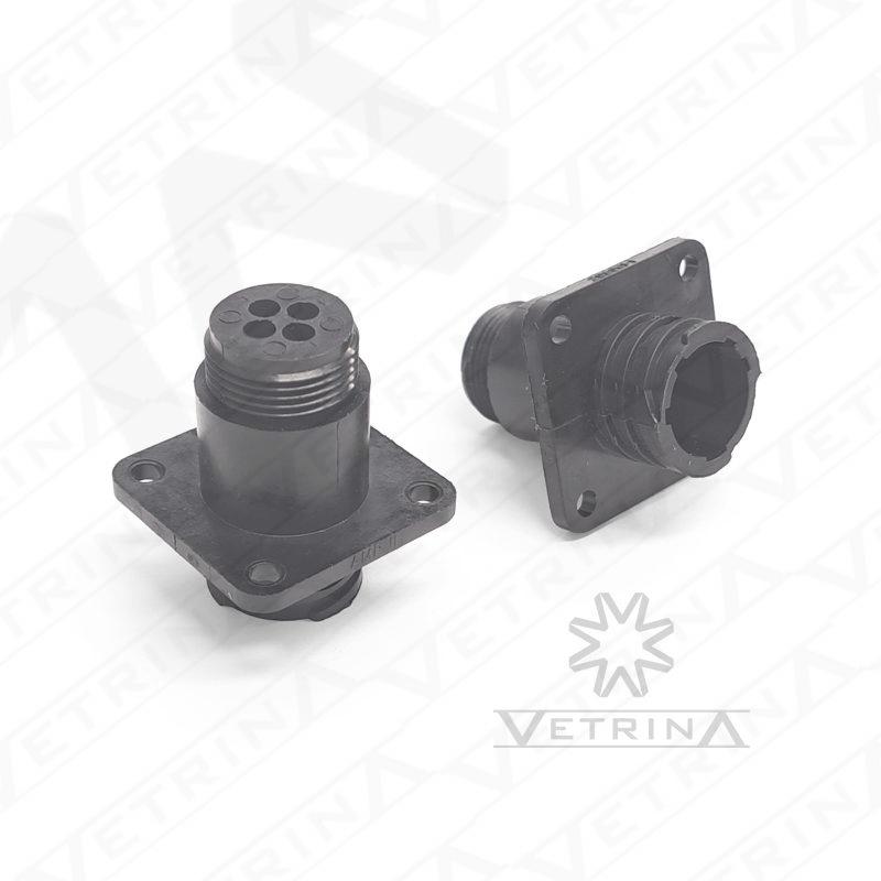 Conector CPC 4 vias preto com flange 4 furos