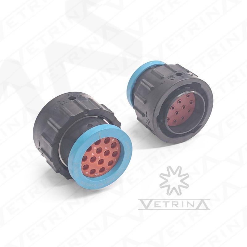 Conector AMPHENOL AHDP 14 vias com flange azul