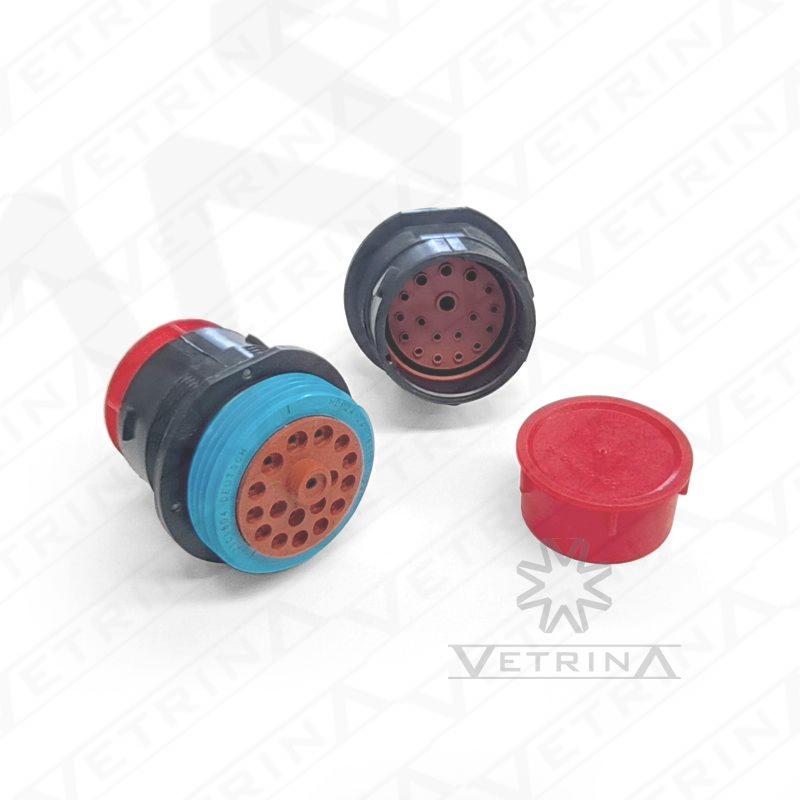 Conector DEUTSCH HDP 18 vias flange azul com rosca