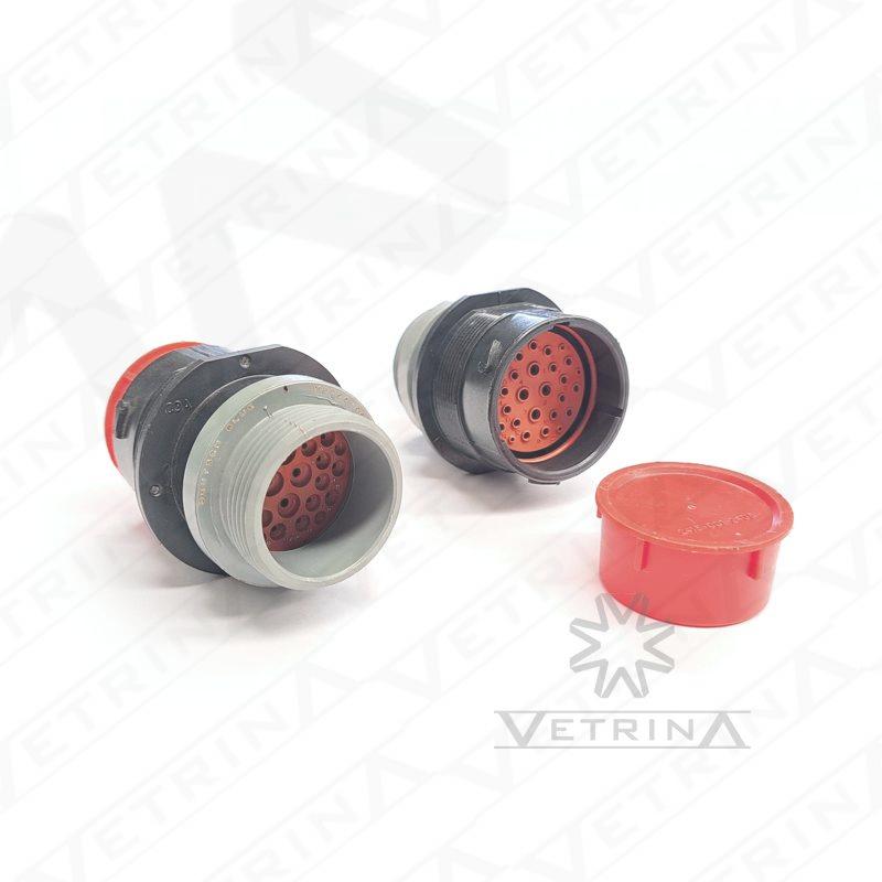 Conector DEUTSCH HDP 29 vias flange azul/cinza com rosca
