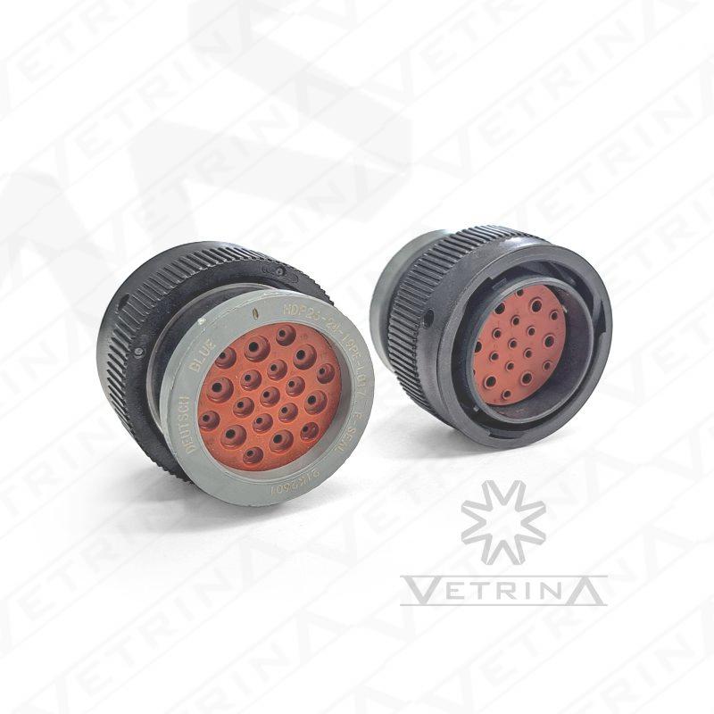Conector DEUTSCH HD 19 vias azul/cinza com flange