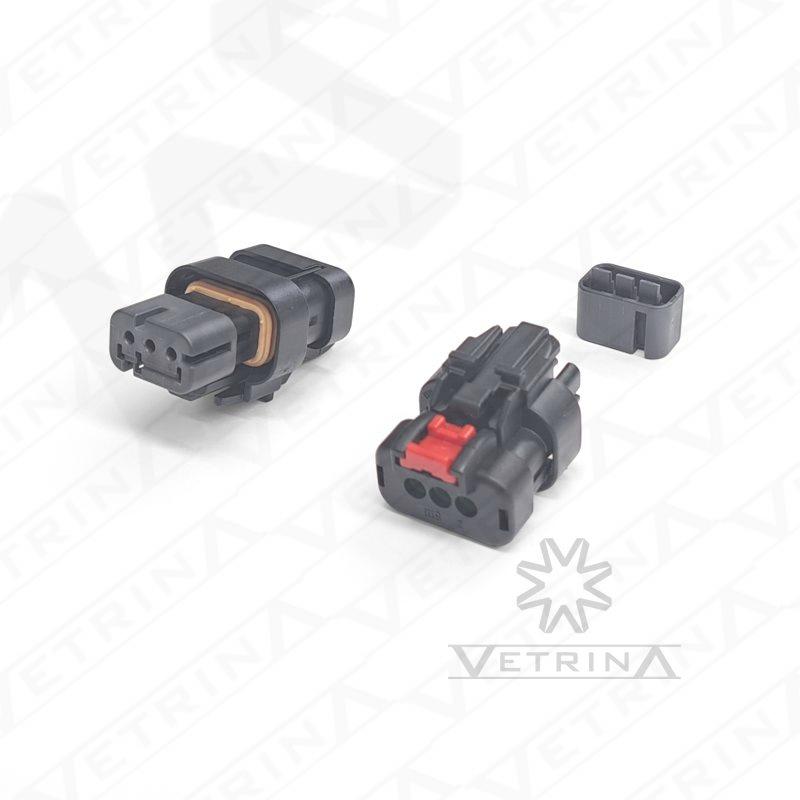 Conector AMPSEAL 3 Vias selado preto e vermelho