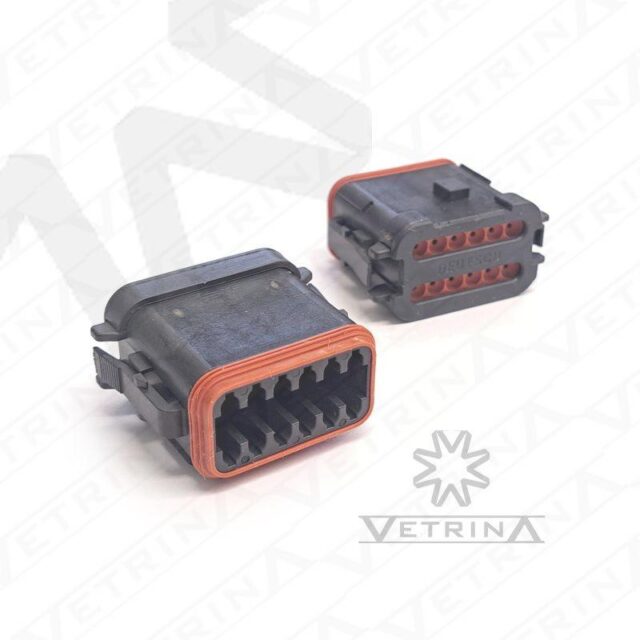 Conector DEUTSCH DT 12 vias preto com retentor