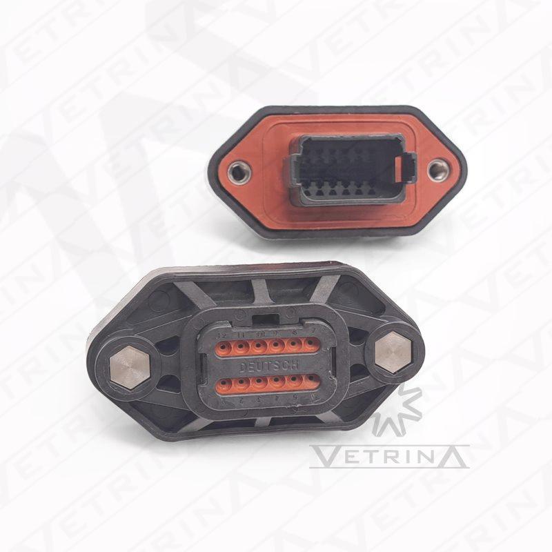 Conector DEUTSCH DT 12 vias com flange 2 furos