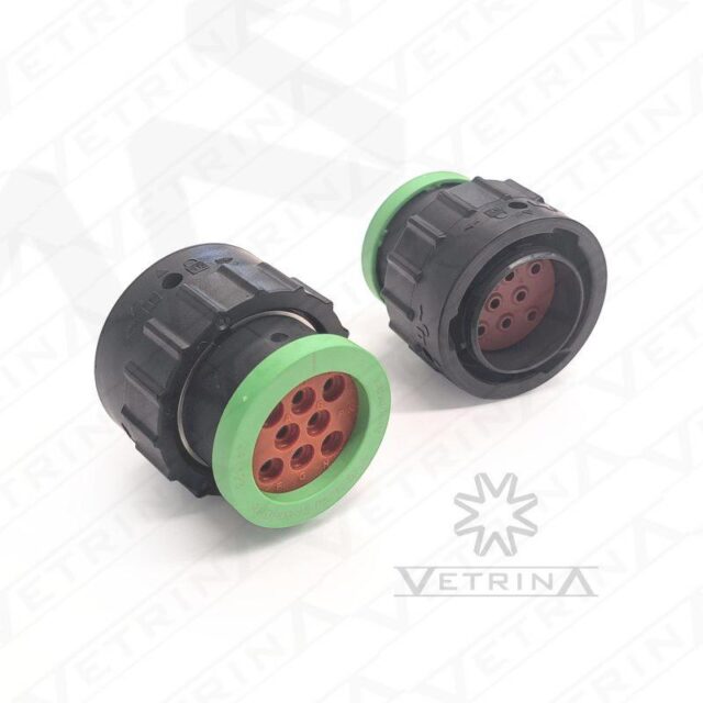 Conector AMPHENOL 8 vias com flange verde