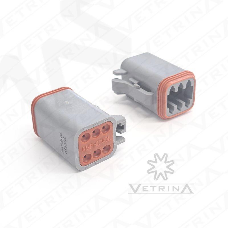 Conector AMPHENOL 6 vias cinza
