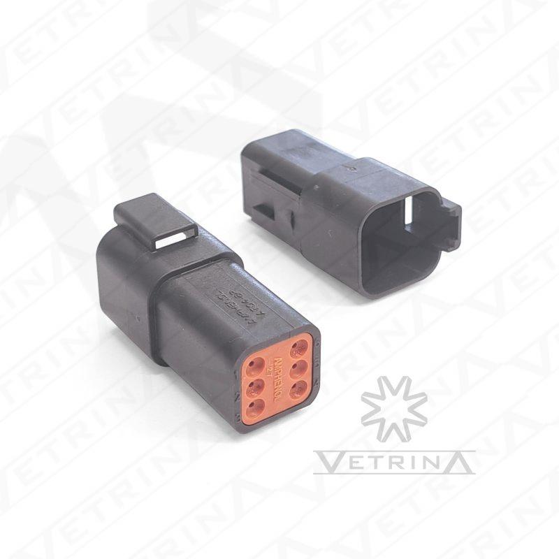 Conector AMPHENOL 6 vias preto
