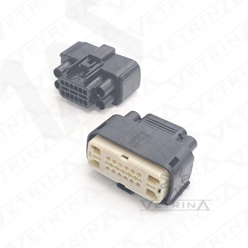 Conector MOLEX 16 vias preto com trava natural/branca