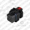 Conector plugue fêmea TE Connectivity série AMPSEAL 16 de 8 vias, modelo 776531-2, cor cinza com proteção IP6K9K