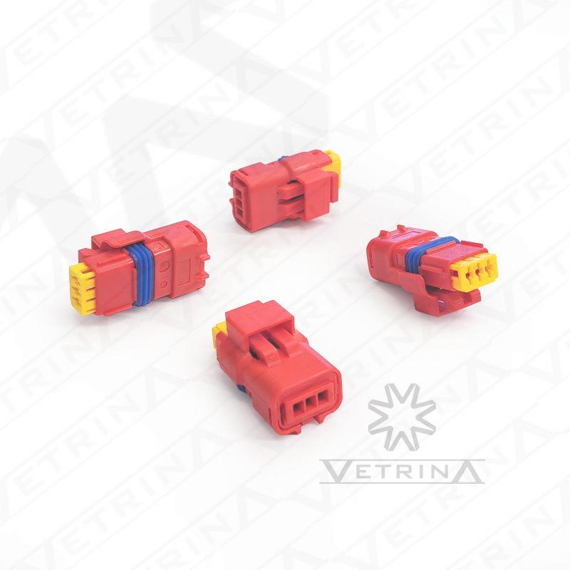 Conector SICMA 3 vias vermelho e amarelho