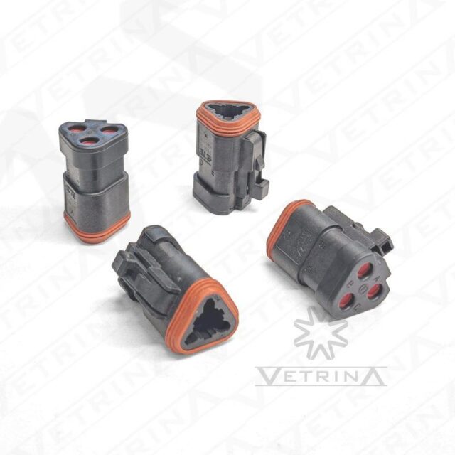 Conector DEUTSCH DT 3 vias preto com retentor