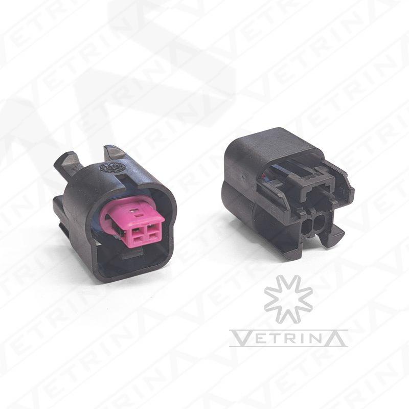Conector DELPHI GT Series 2 vias preto com trava interna roxa