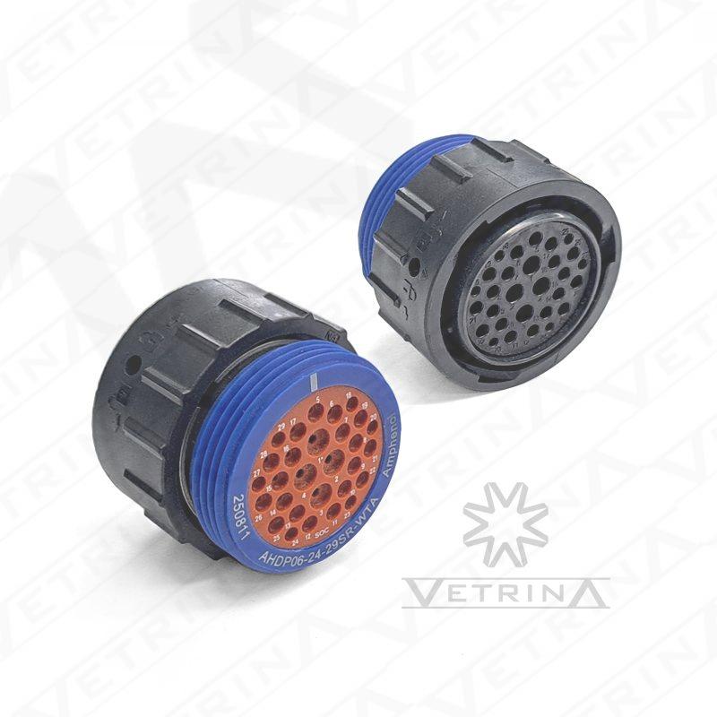 Conector AMPHENOL circular 29 vias flange azul com rosca