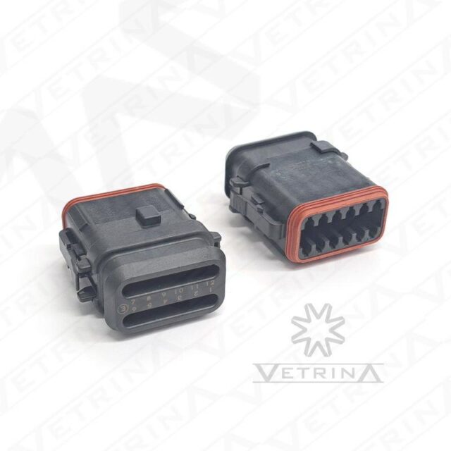 Conector DEUTSCH DT 12 vias preto com traseira alongada