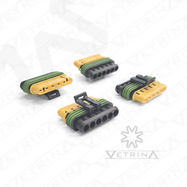 Conector DELPHI GT150 6 vias preto e amarelo