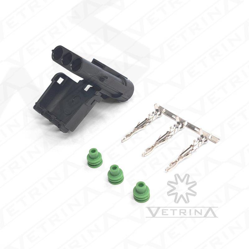 KIT DELPHI WEATHER PACK 3 vias (Conector + Terminais + Selos)