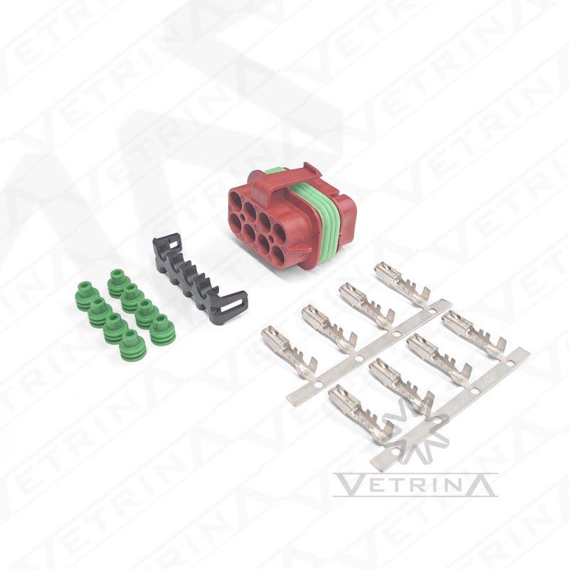 KIT EATON 8 vias VERMELHO (Conector + Trava + Selos + Terminais)