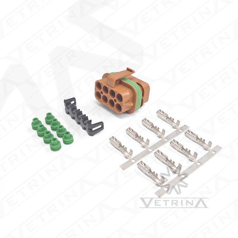 KIT EATON 8 vias MARROM (Conector + Trava + Selos + Terminais)