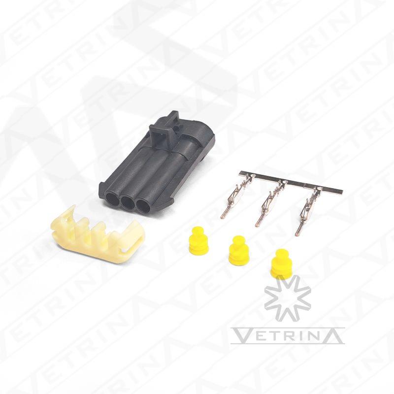 KIT MP150 3 vias macho (Conector + Trava + Selos + Terminais)