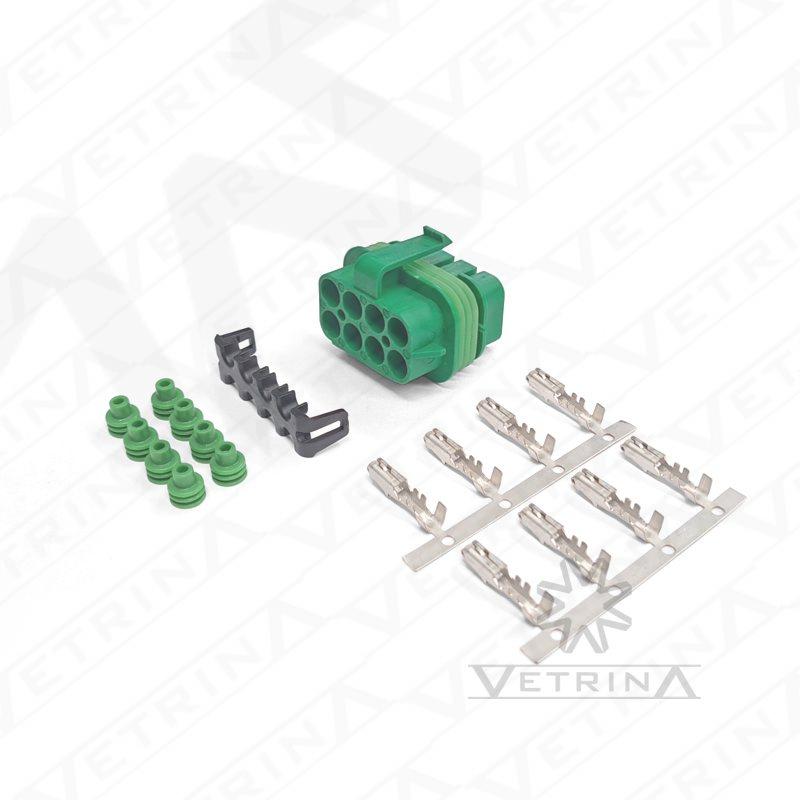 KIT EATON 8 vias VERDE (Conector + Trava + Selos + Terminais)