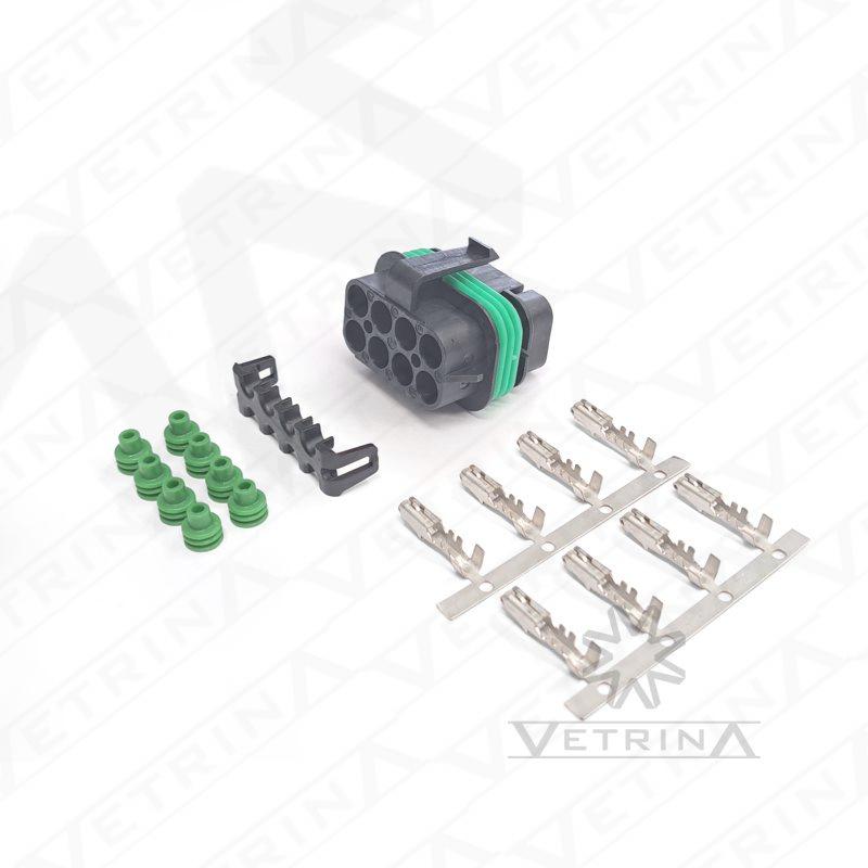 KIT EATON 8 vias PRETO (Conector + Trava + Selos + Terminais)