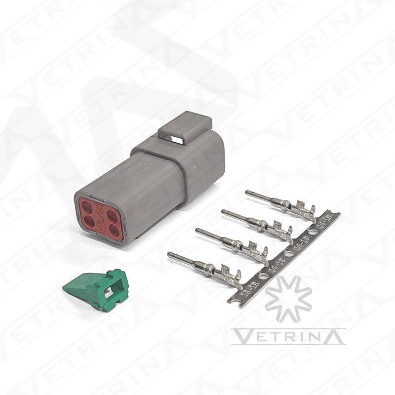 KIT DT04-04P (Conector + Trava + Terminais)