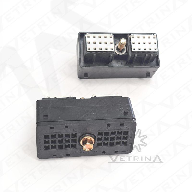 Conector CINCH 30 vias preto com trava branca