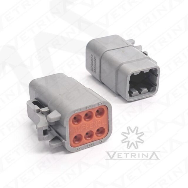 Conector AMPHENOL 6 vias cinza