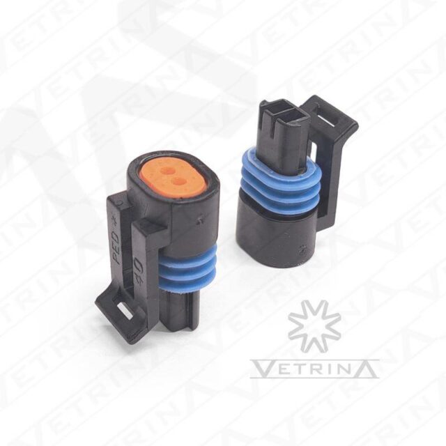 Conector DELPHI MP150 2 vias preto com selo laranja