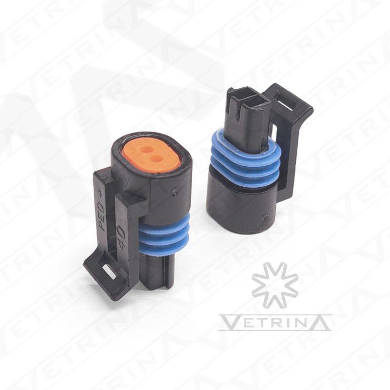 Conector DELPHI MP150 2 vias preto com selo laranja
