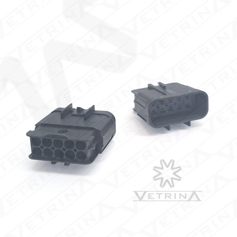Conector macho selado Aptiv série GT280 de 10 vias, modelo 15326661, para montagem de chicotes elétricos industriais e automotivos.