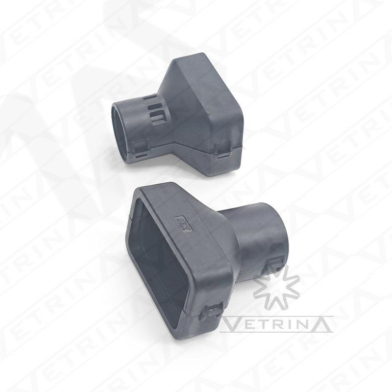 Capa traseira (backshell) Aptiv para conectores série Apex 2.8 de 50 vias, modelo CI25-FCI50, cor preta para proteção de chicotes.