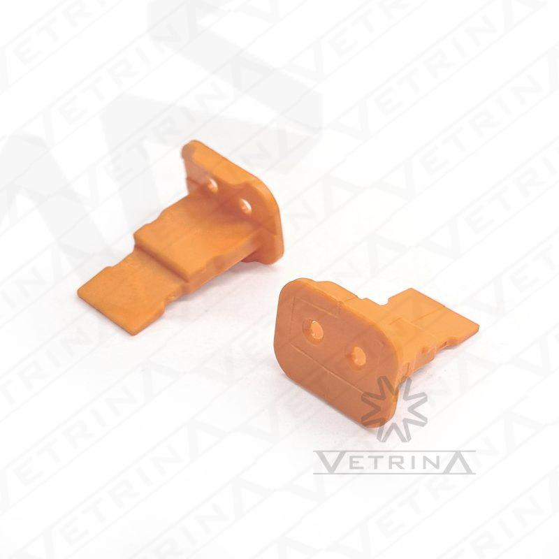 Trava secundária (wedge lock) Deutsch série DT de 2 vias, modelo W2S-P070, cor laranja para conectores fêmea.